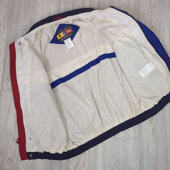 Vtg Sport Universal Rothschild Size XL 18/20 Jacket Full Zip Snap Front Red Blue - Picture 8 of 9